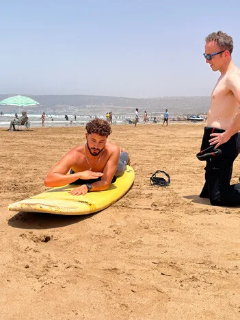 Surf lesson on the beach